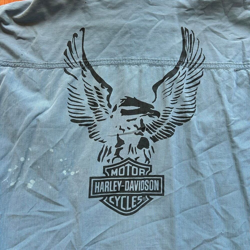 VTG Harley Davidson 2000s Y2K eagle graphic button up flannel collared tee shirt